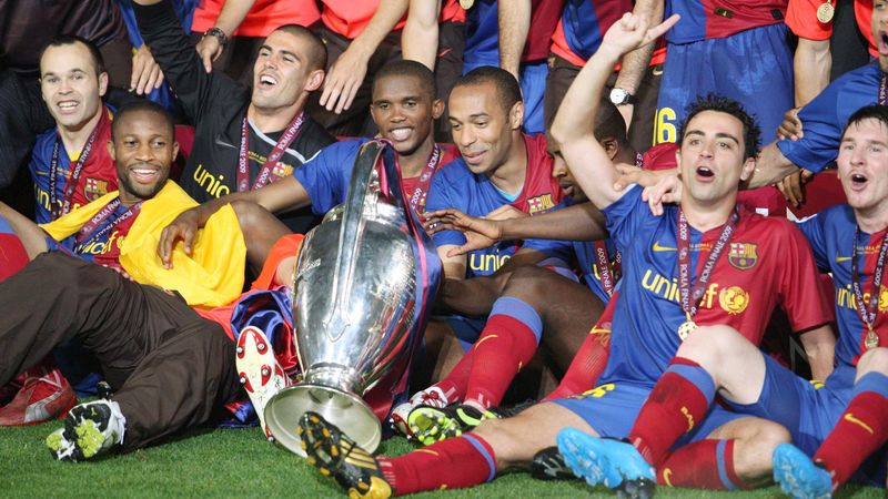Thierry Henry vainqueur de la Ligue des champions avec le FC Barcelone en 2009.