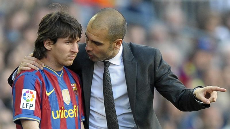 Lionel Messi and Pep Guardiola