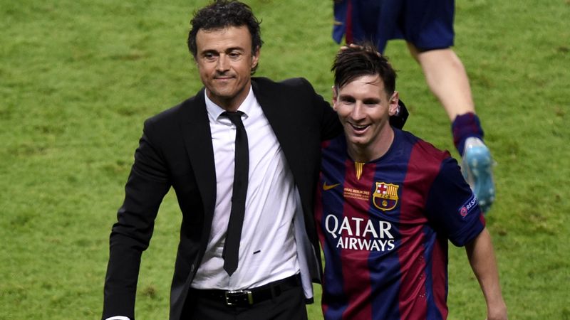 Lionel Messi with Luis Enrique