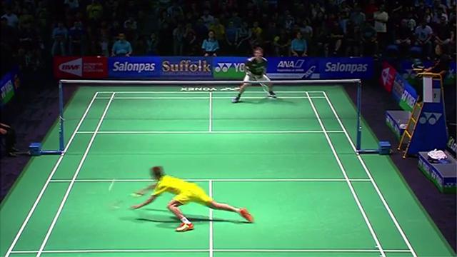 Sensationeller Ballwechsel beim Badminton