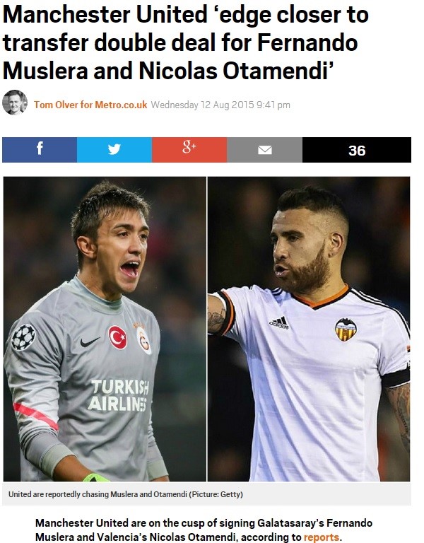 Manchester United'ın son iki hedefi: Muslera ve Otamendi