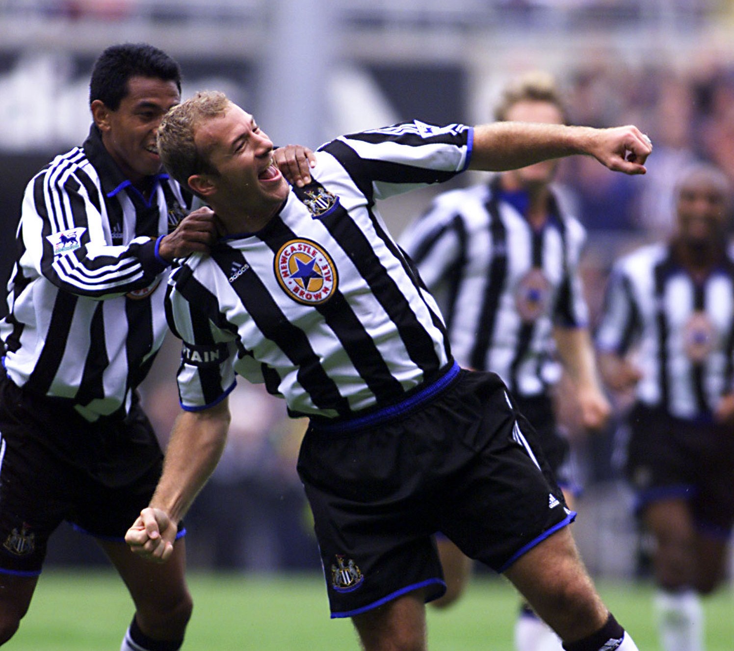 Alan Shearer celebrates scoring five against Sheffield Wednesday