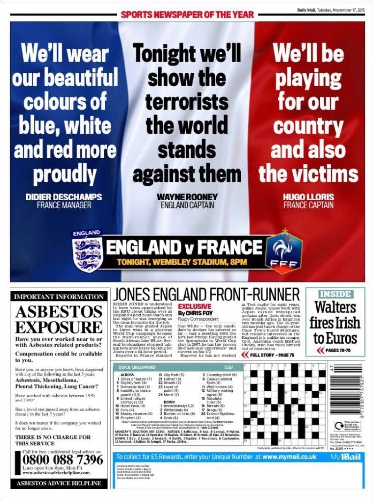 La une des pages sports du Daily Mail.