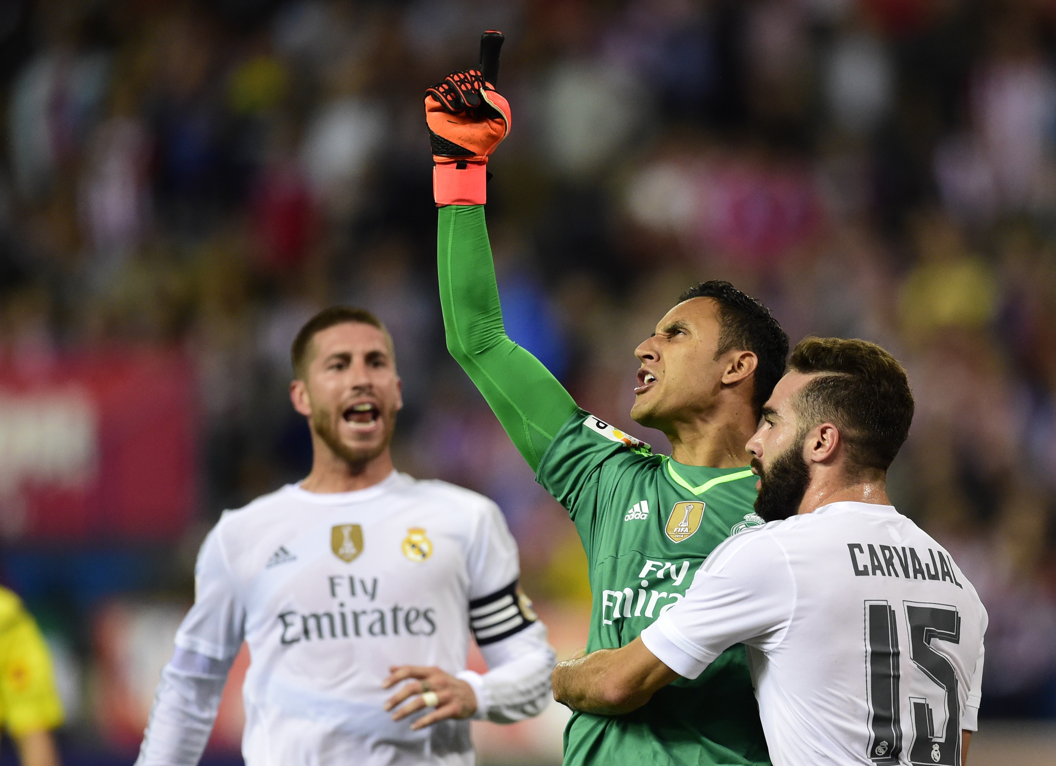 Keylor Navas (Real Madrid) contre l'Atletico de Madrid en Liga le 4 octobre 2015