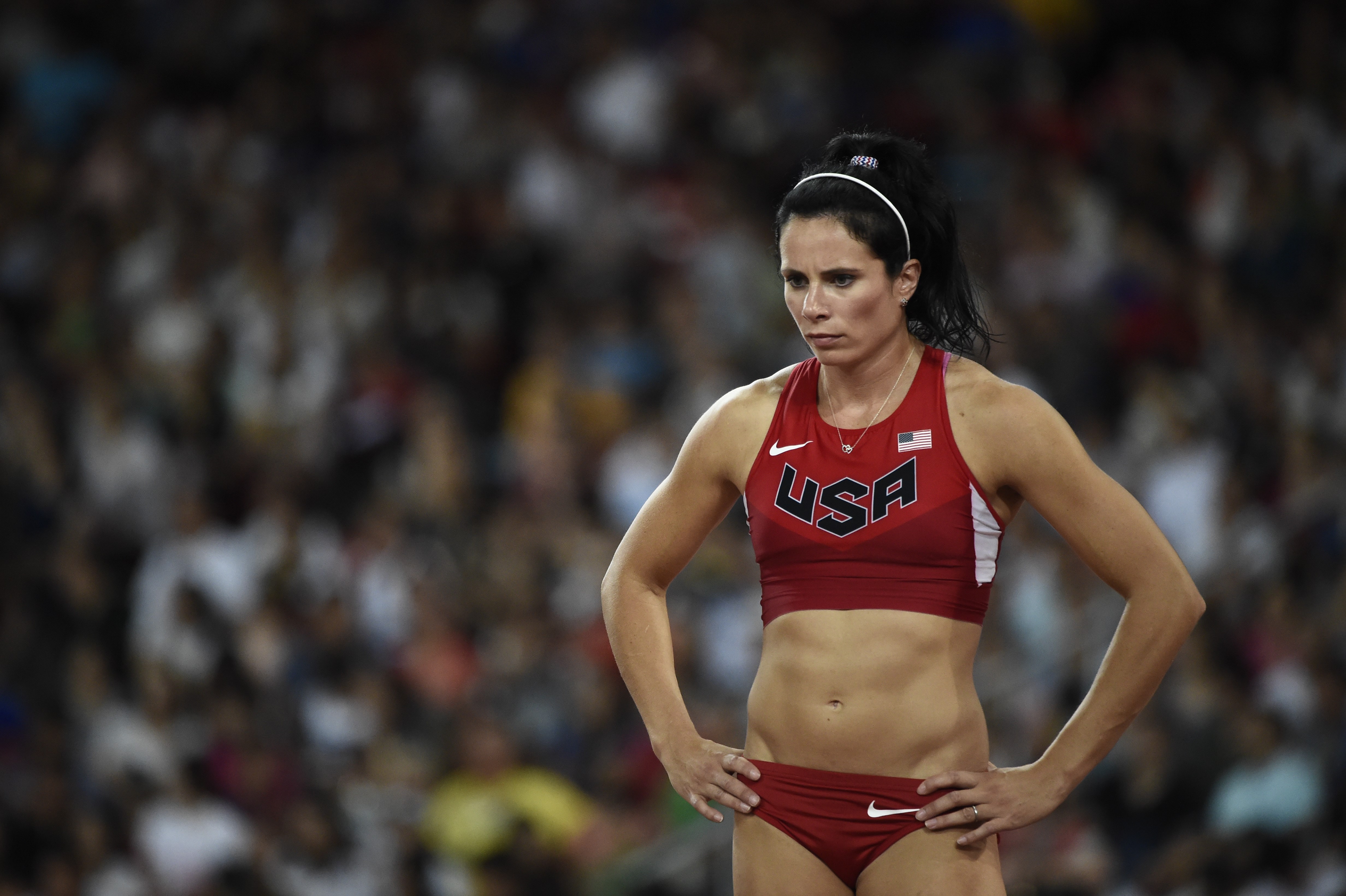 Olympic champion Jennifer Suhr upped her own women's pole vault indoor world record by clearing 5.03 metres in New York on Saturday