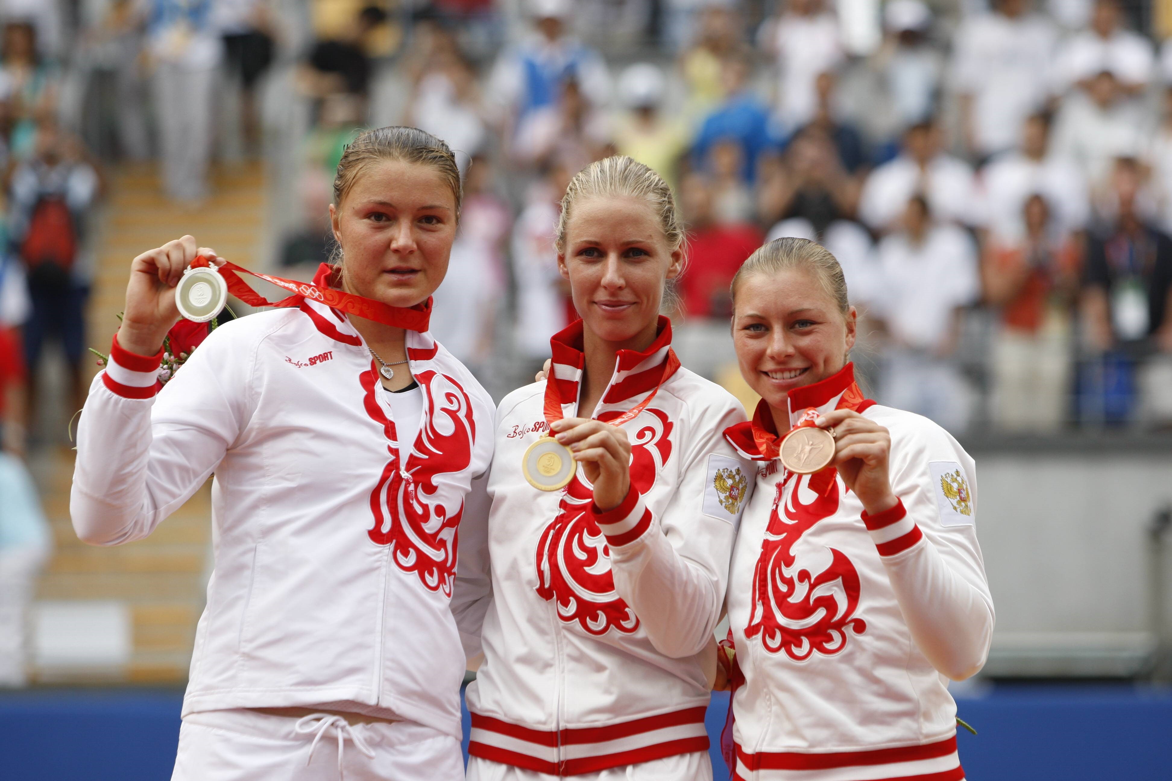Динара Сафина, Елена Дементьева и Вера Звонарева. Пекин-2008