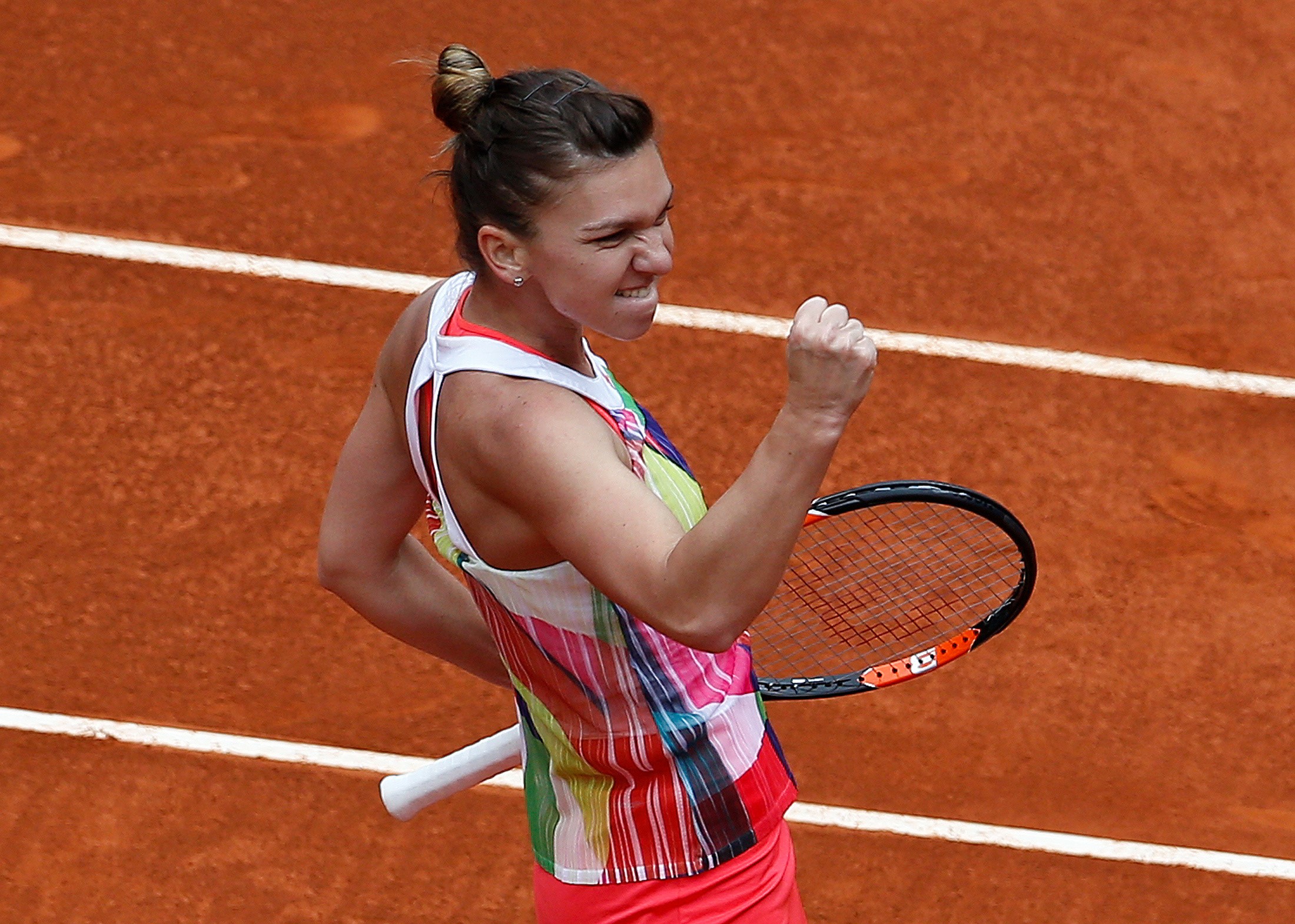 Simona Halep in an earlier round at the Madrid Open