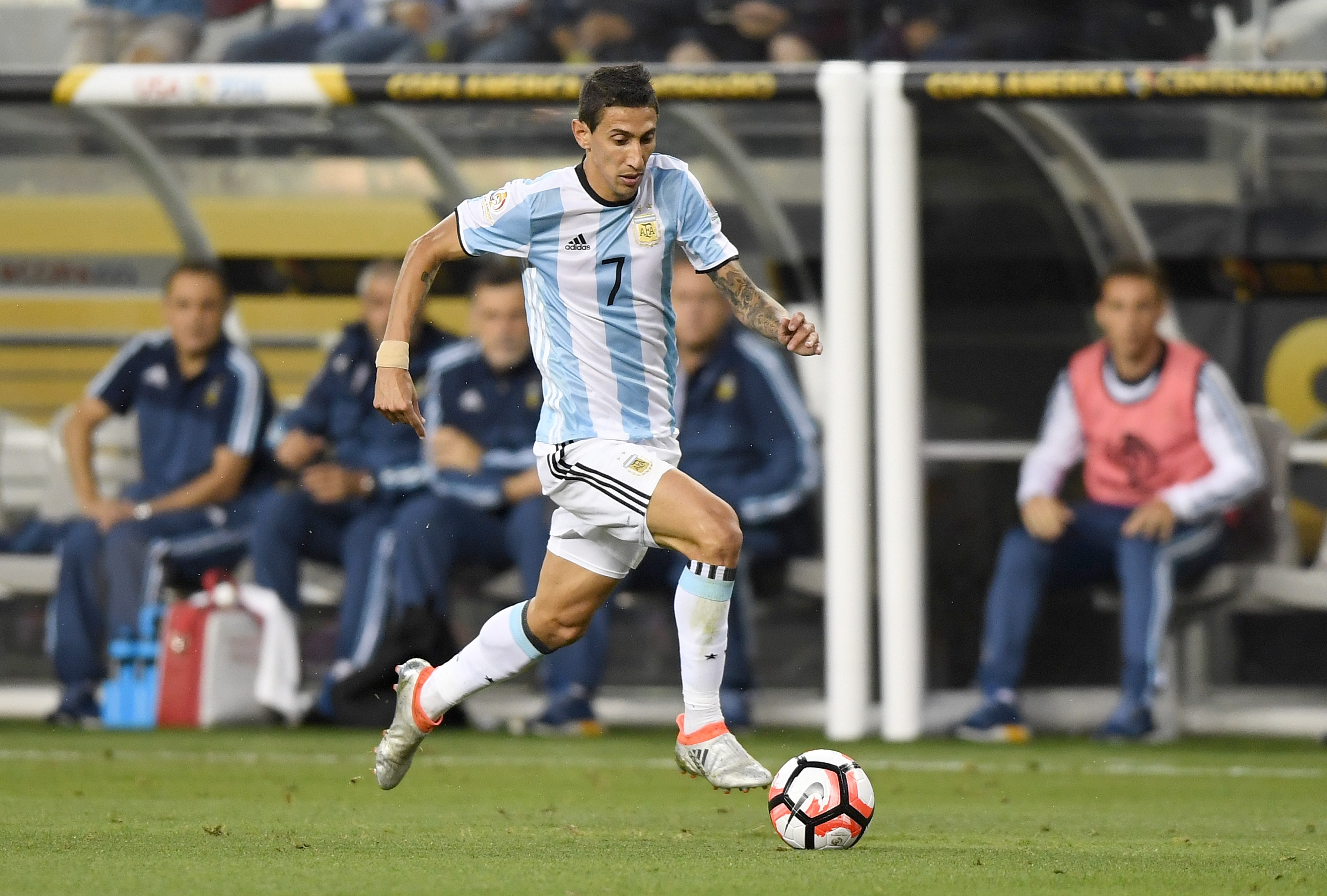 Argentina's Angel Di Maria against Chile