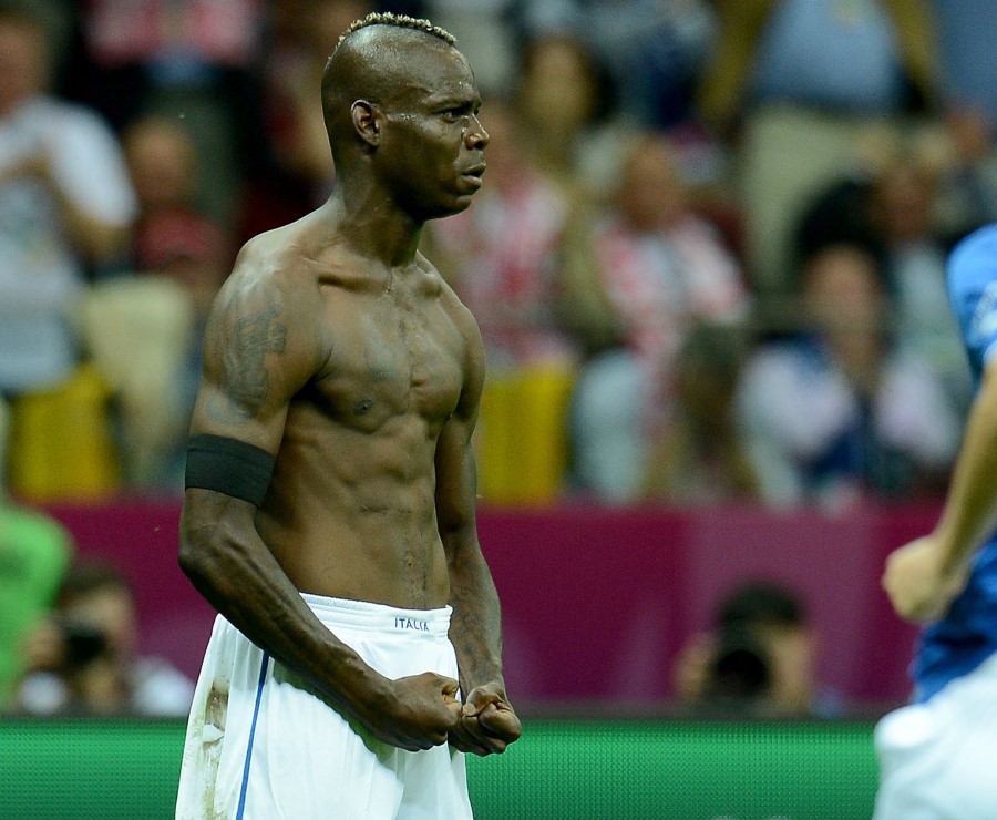 Mario Balotelli face à l'Allemagne en demi-finale de l'Euro 2012.