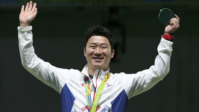 South Korea's Jin wins third straight gold in 50m pistol