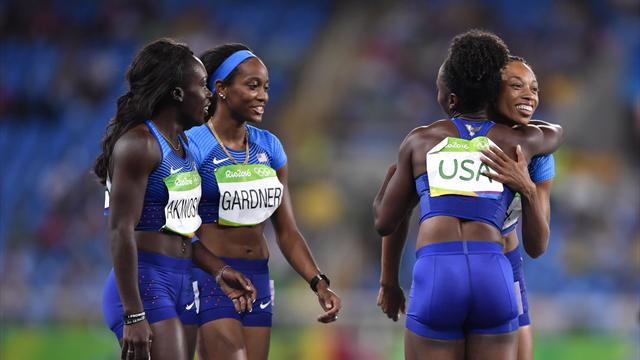 Seules sur la piste, les Américaines obtiennent leur qualification pour la finale du 4x100m