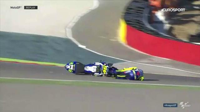 Gp di Aragon: Rossi e Marquez vanno per terra nelle terze libere