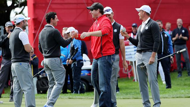 Un spectateur américain se moque de McIlroy et Stenson... et leur donne une leçon de putting