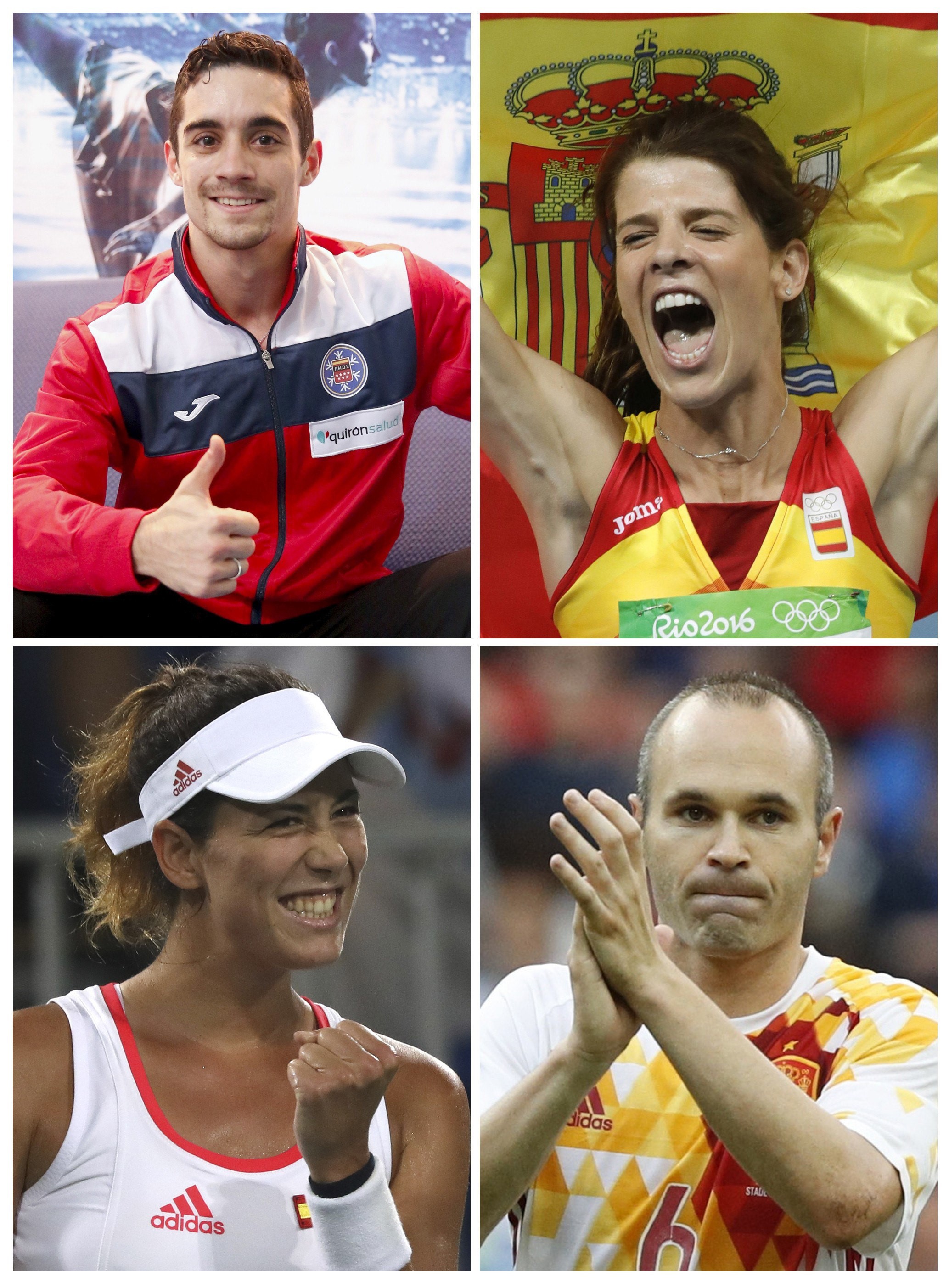 Javier Fernández, Ruth Beitia, Garbiñe Muguruza y Andrés Iniesta