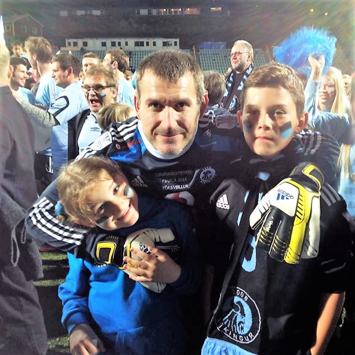 Géza Turi alla festa scudetto coi figli