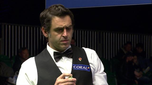 Ronnie releases red on cushion with genius shot, pots it and wins frame Ronnie releases red on cushion with genius shot, pots it and wins frame