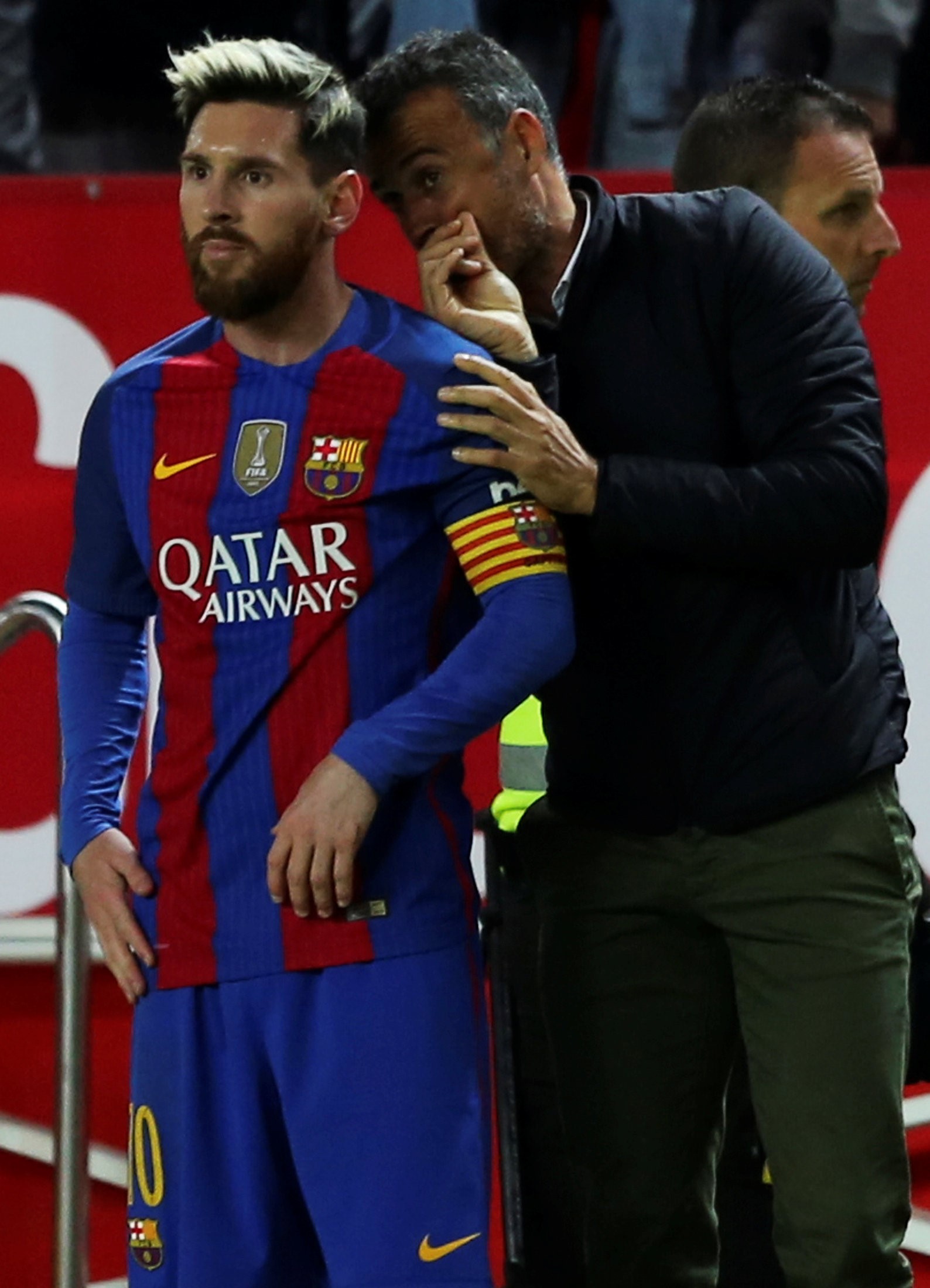 Lionel Messi and his coach Luis Enrique Sevilla FC vs FC Barcelona - Liga - 11/06/2016