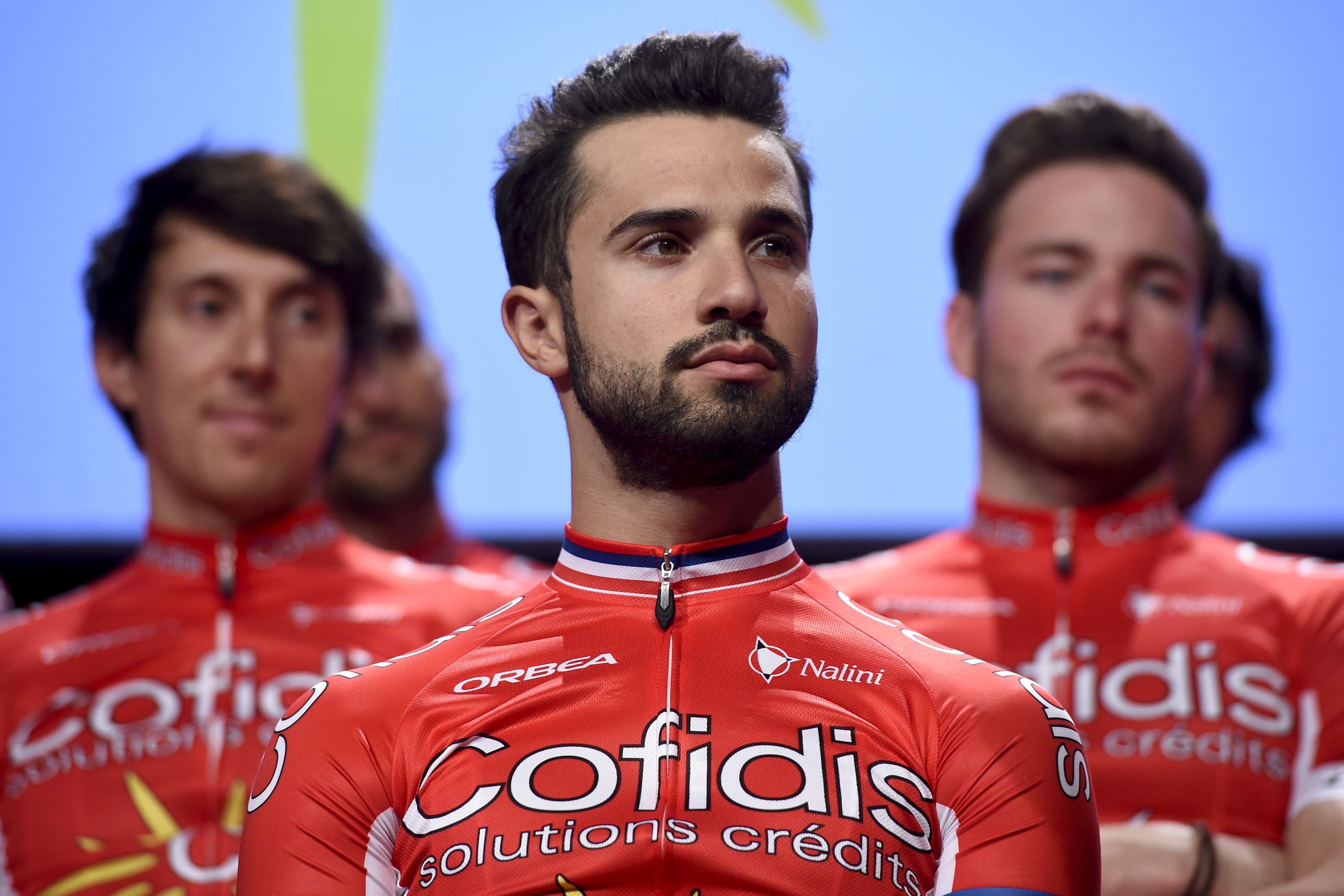 Nacer Bouhanni lors de la présentation de l'équipe Cofidis pour la saison 2017