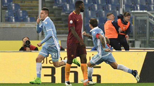 Milinkovic-Immobile: la Lazio surclassa la Roma, 2-0 nel match d'andata