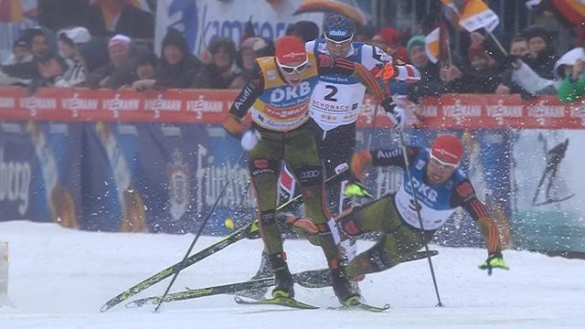 Drama as Germans collide metres from finish line Drama as Germans collide metres from finish line
