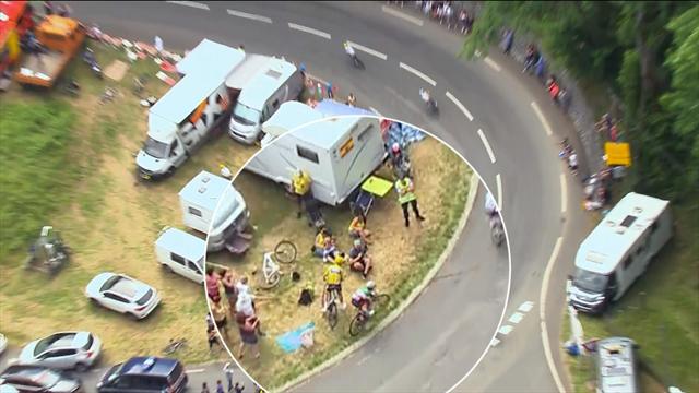 Quand Froome file tout droit dans les caravanes, Aru n'est pas loin Quand Froome file tout droit dans les caravanes, Aru n'est pas loin
