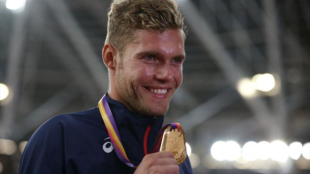 Après un concours intense, Mayer s'est laissé submerger par l'émotion sur le podium Après un concours intense, Mayer s'est laissé submerger par l'émotion sur le podium