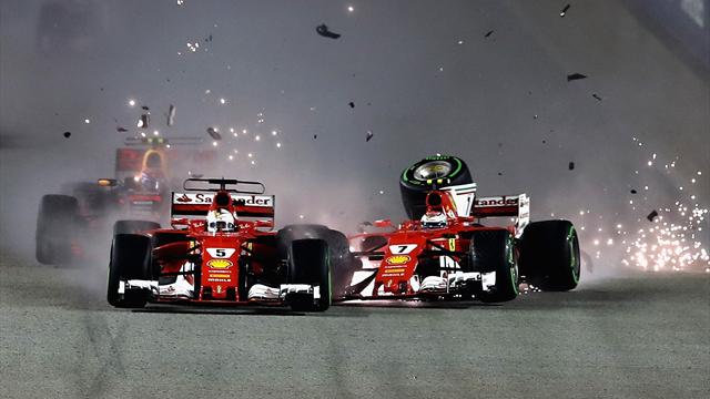 Vettel crashes out from pole amid chaotic start in Singapore