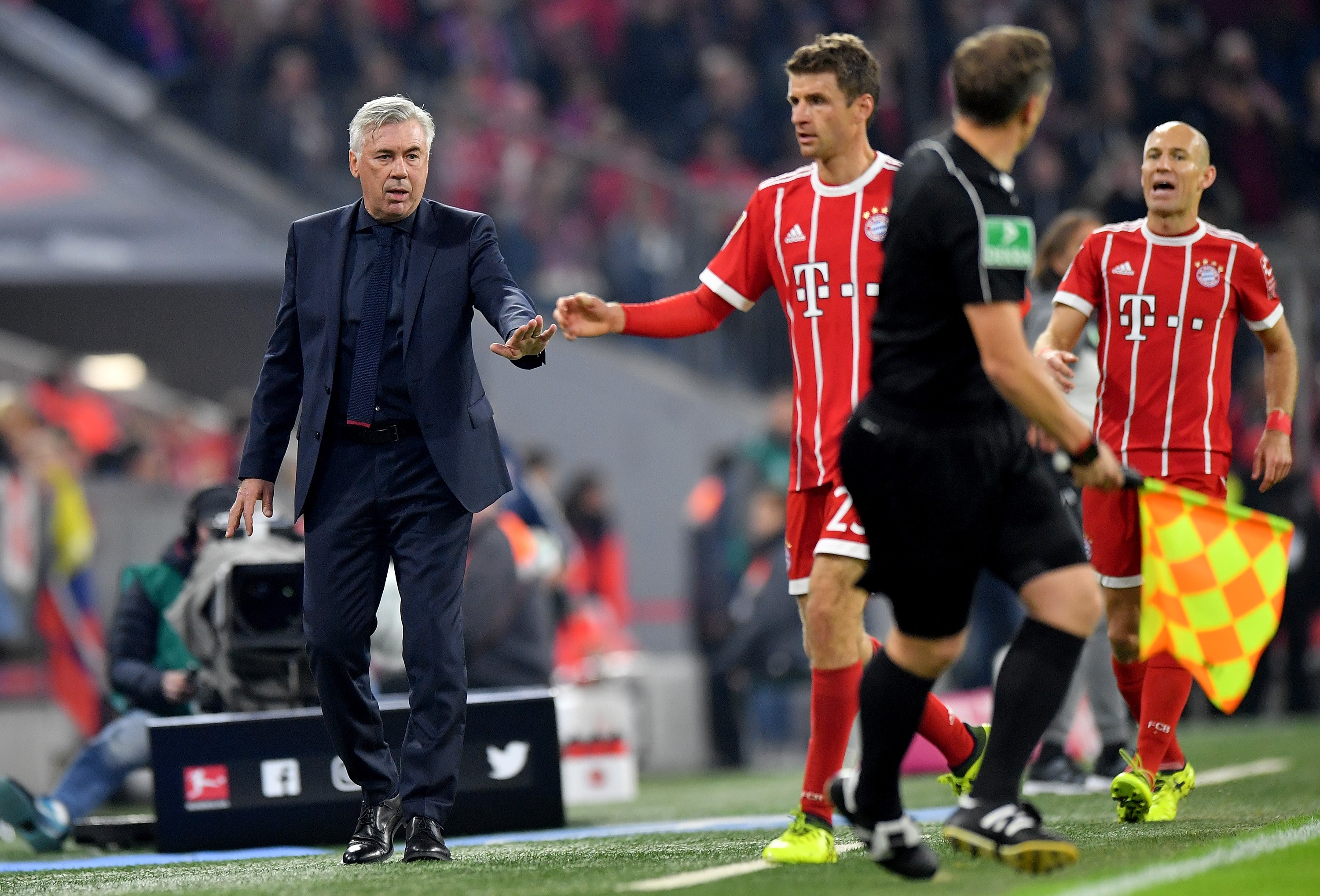 Carlo Ancelotti, Thomas Muller et Arjen Robben - Bayern Munich