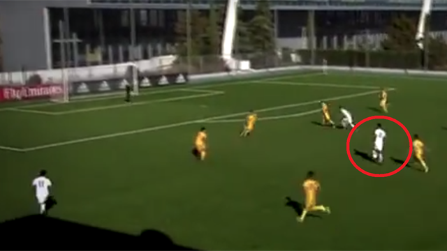 Double contact, accélération, frappe surpuissante, Theo Zidane s’est offert un sacré but