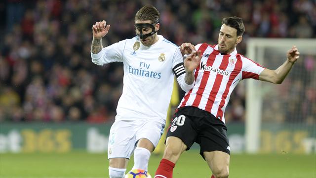 Real Madrid held to goalless draw in Bilbao after Ramos is sent off