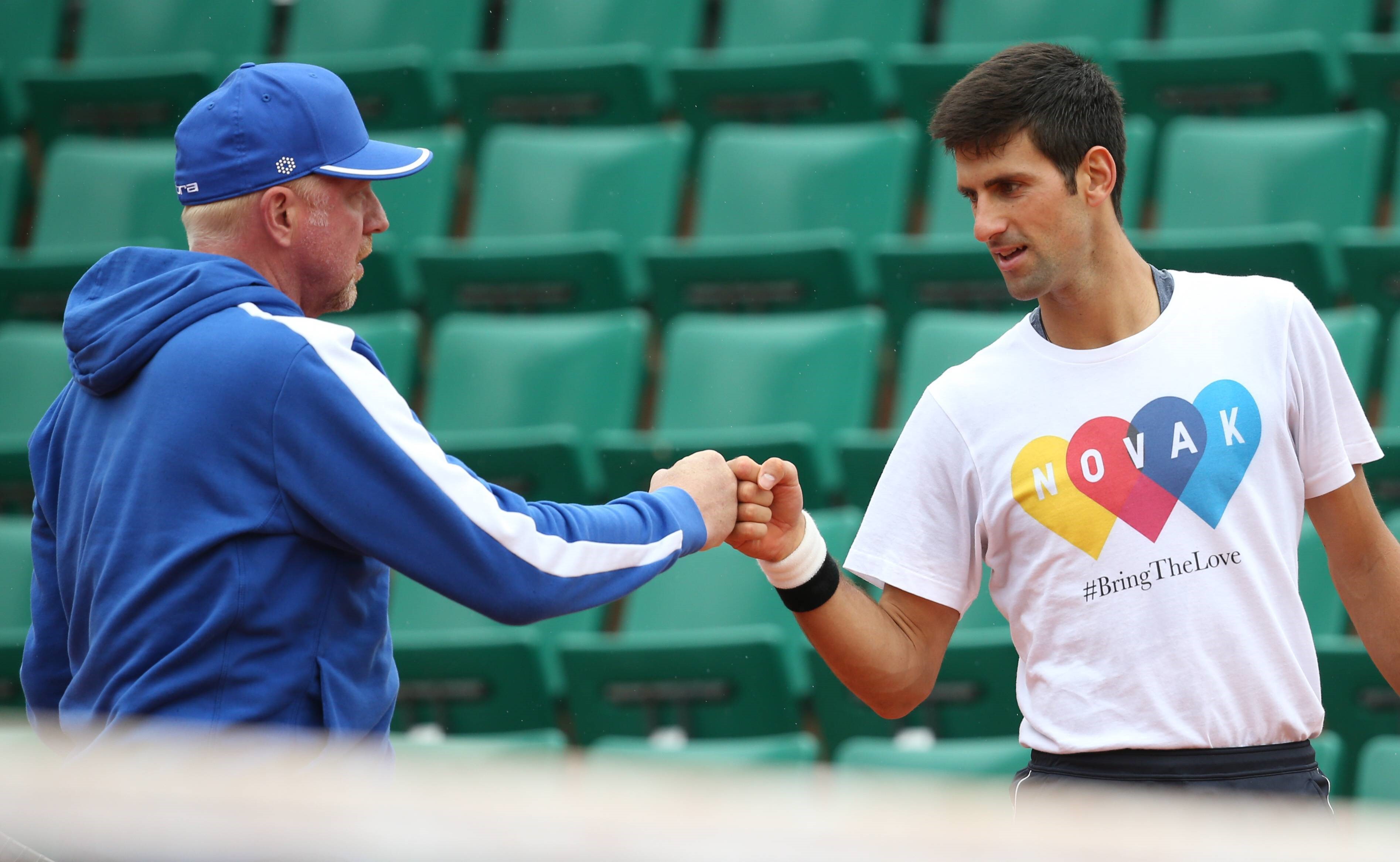 Boris Becker și Novak Djokovic, pe terenul de tenis