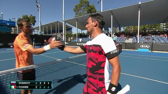 Australian Open: Fabio Fognini-Evgeny Donskoy, gli highlights Australian Open: Fabio Fognini-Evgeny Donskoy, gli highlights