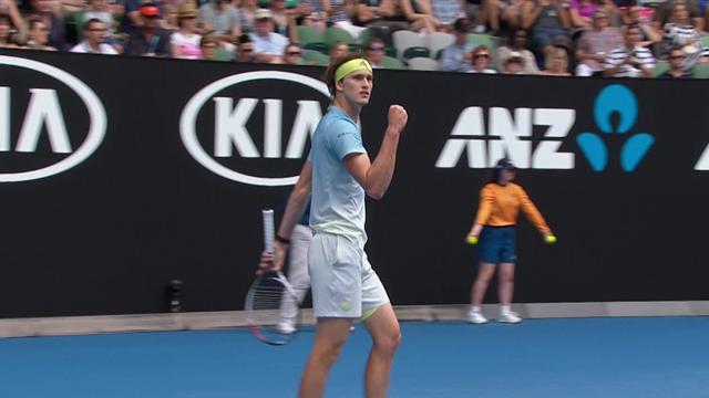 Zverev hits unbelievable around-the-net winner Zverev hits unbelievable around-the-net winner