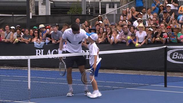 Random kid beats Novak Djokovic in training point Random kid beats Novak Djokovic in training point