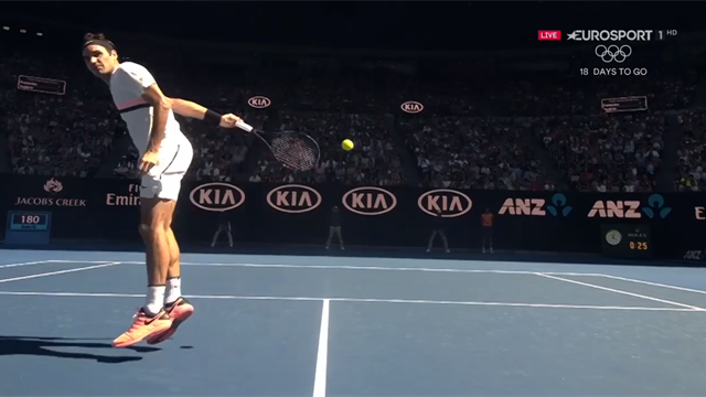 Federer hits incredible behind-the-back volley Federer hits incredible behind-the-back volley