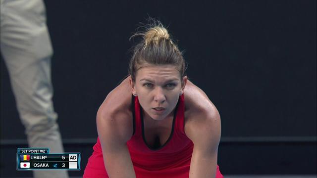Halep clinches first set against Osaka Halep clinches first set against Osaka