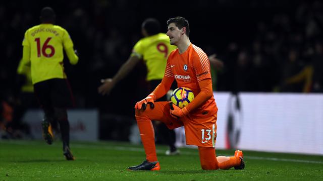 Courtois backs under-fire Conte after Watford mauling