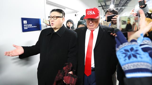 Des sosies de Donald Trump et Kim Jong Un éconduits du stade
