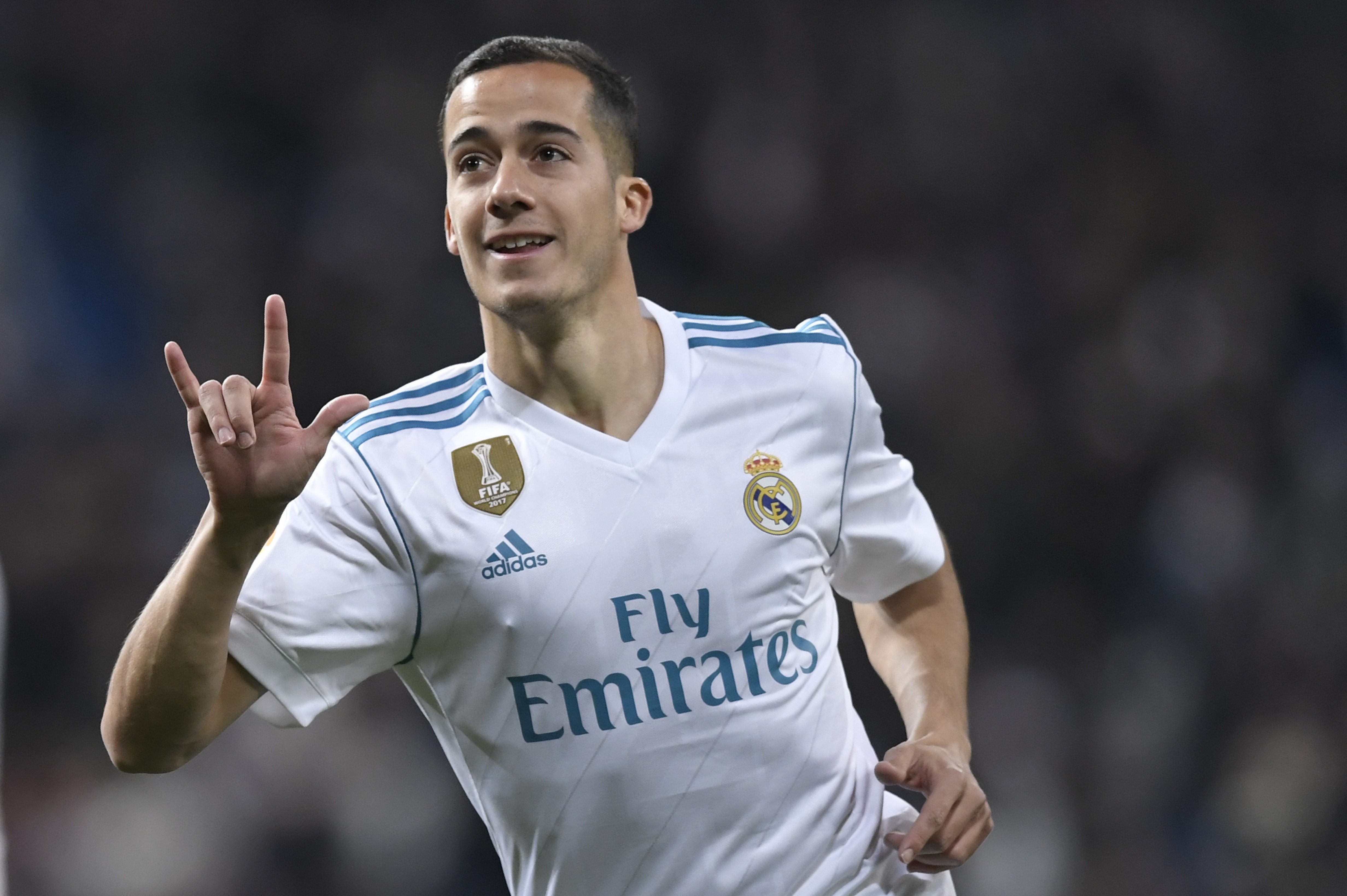 Lucas Vázquez celebra su gol con el Madrid ante la Real