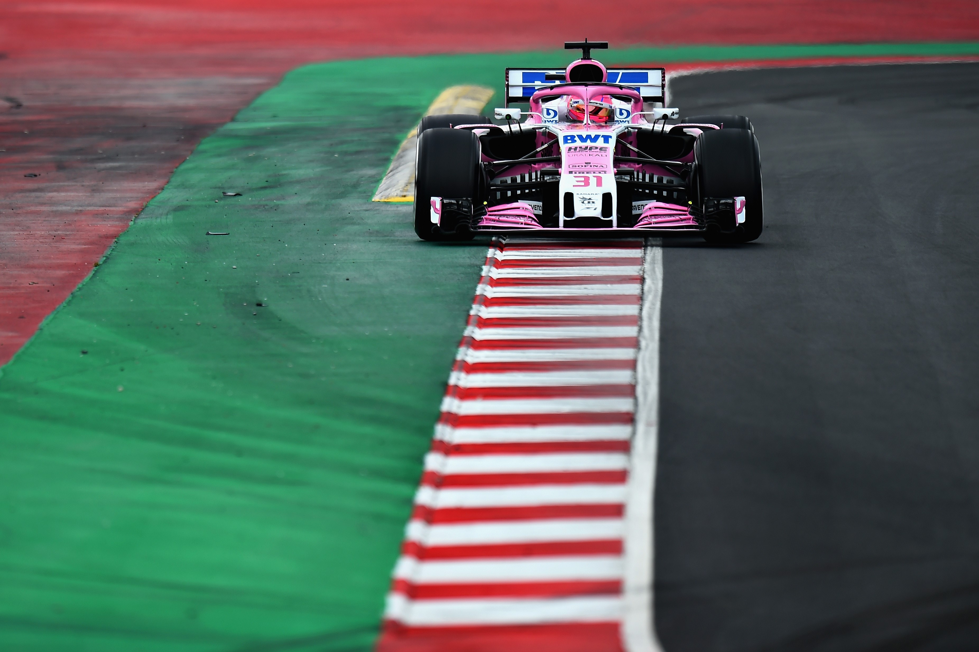 Esteban Ocon (Force India) en test à Montmelo le 27 février 2018