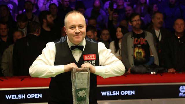 Higgins holds off Hawkins to win record fifth Welsh Open title