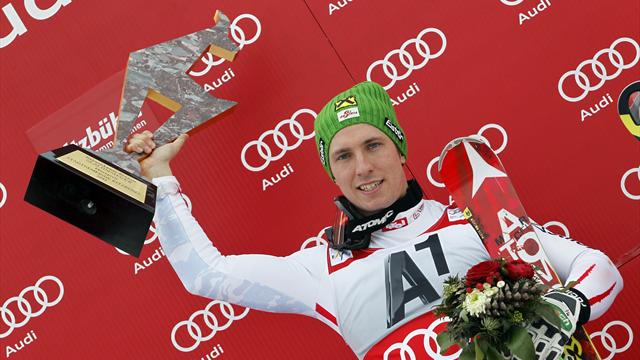 Avant ce 27 janvier 2013, Hirscher n'avait jamais gagné à Kitzbühel Avant ce 27 janvier 2013, Hirscher n'avait jamais gagné à Kitzbühel