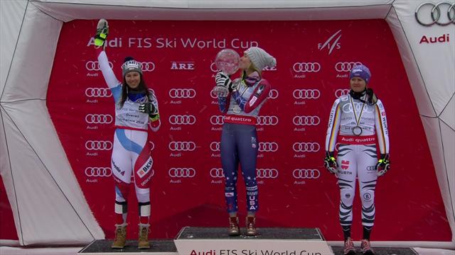 Shiffrin celebra su Globo de Cristal como campeona de la temporada de esquí Shiffrin celebra su Globo de Cristal como campeona de la temporada de esquí