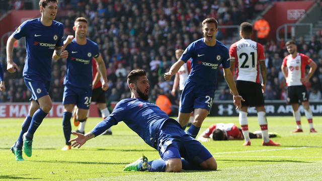 Highlights: På otte minutter vendte Giroud det hele på hovedet for Chelsea mod Southampton!