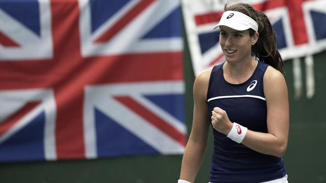Konta brings Great Britain level in Fed Cup tie with Japan after Watson loses