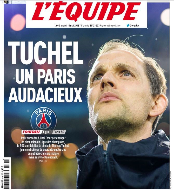 Titelseite der "L'Equipe" zu PSG / Thomas Tuchel