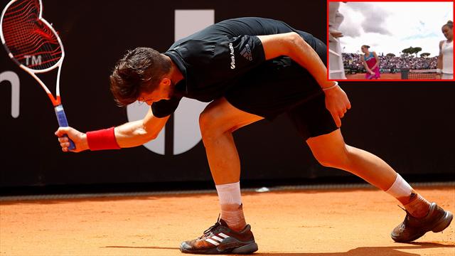 Las feas (y desproporcionadas) reacciones de Thiem y Pliskova rompiendo sus raquetas