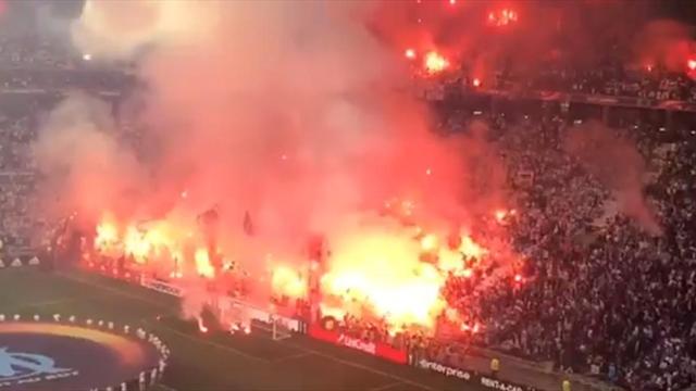Фанаты «Марселя» привезли в Лион тонну пиротехники и зажгли как в последний раз