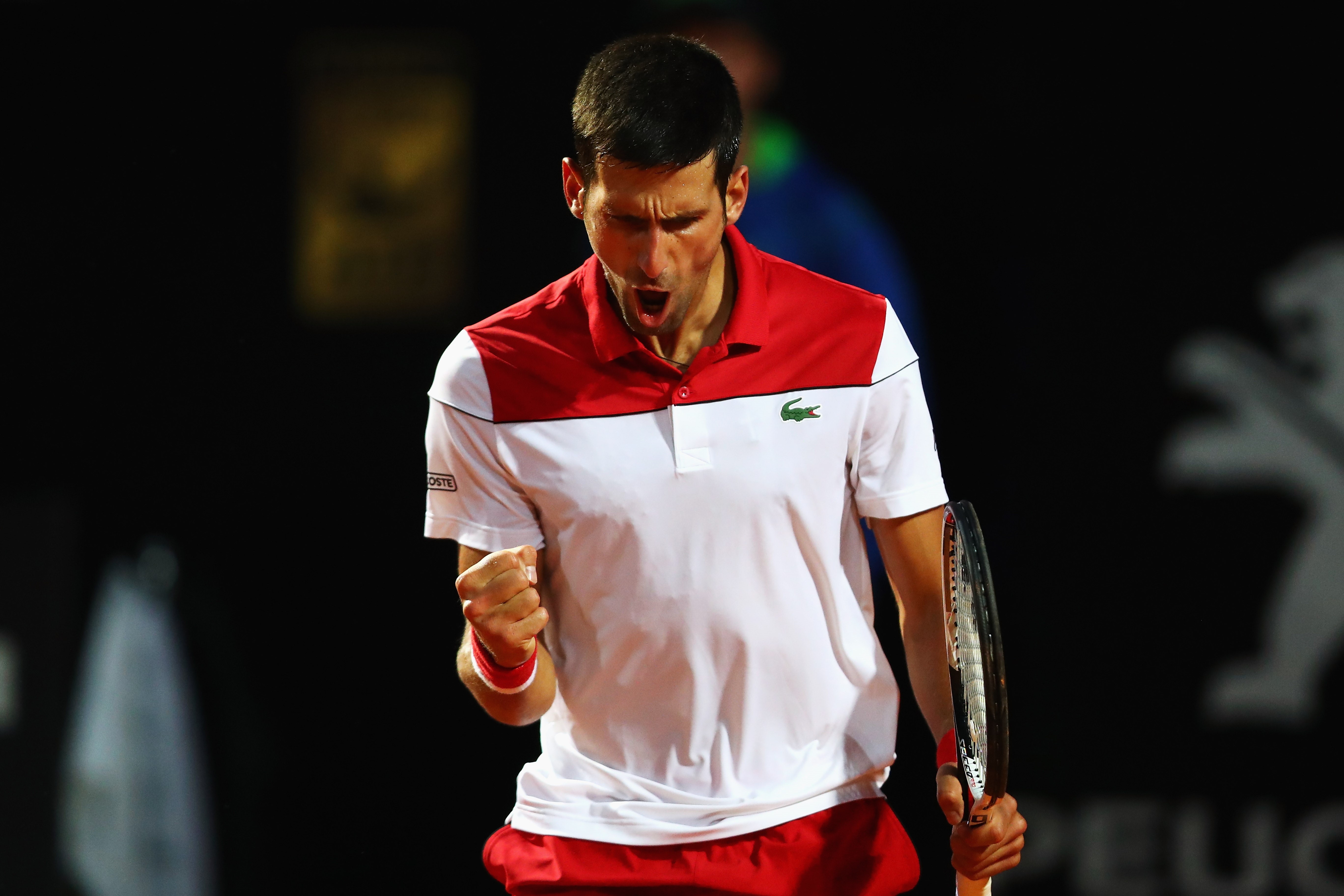 Novak Djokovic lors des huitièmes de finale à Rome (2018).
