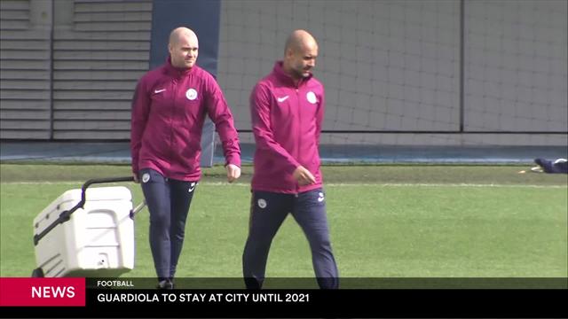 Guardiola rinnova fino al 2021 col Manchester City Guardiola rinnova fino al 2021 col Manchester City